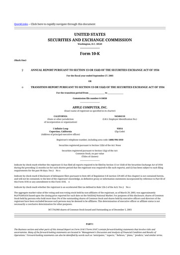 Thumbnail Apple 10-K Annual Report 