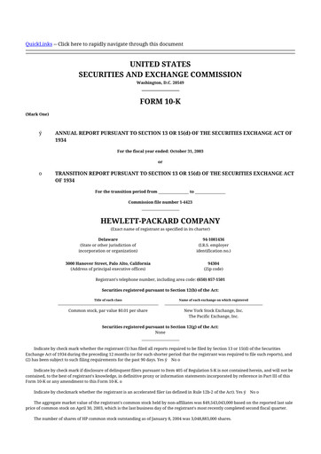 Thumbnail HP 10-K Annual Report 