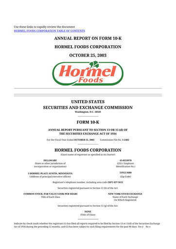 Thumbnail Hormel Foods 10-K Annual Report 