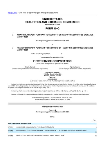 Thumbnail Colliers International 10-Q Quarterly Report FY 