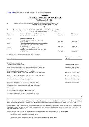 Thumbnail Consolidated Edison 10-K Annual Report 
