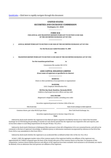 Thumbnail AXIS Capital
 10-K Annual Report 