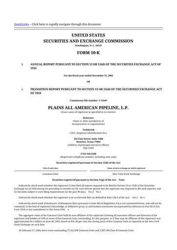 Thumbnail Plains All American Pipeline 10-K Annual Report 