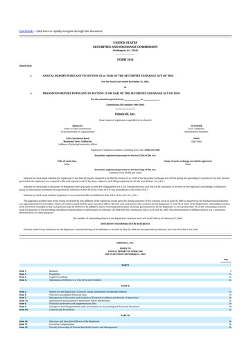 Thumbnail Omnicell
 10-K Annual Report 