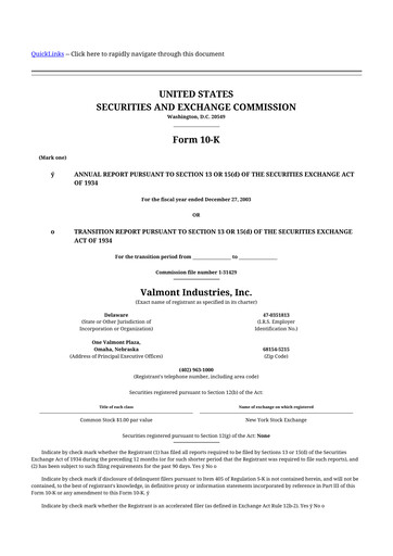 Thumbnail Valmont Industries
 10-K Annual Report 