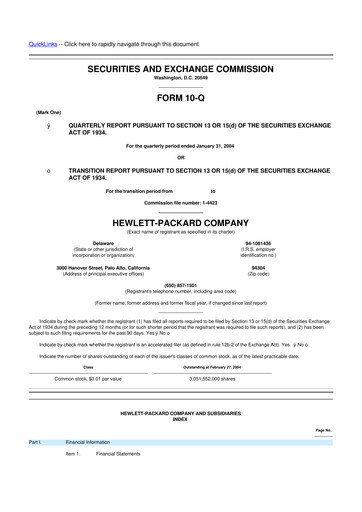 Thumbnail HP 10-Q Quarterly Report FY 