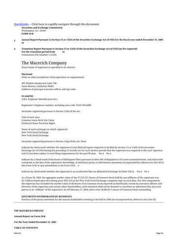 Thumbnail Macerich 10-K Annual Report 