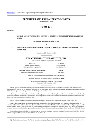 Thumbnail Celldex Therapeutics 10-K Annual Report 