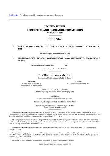 Thumbnail Ionis Pharmaceuticals
 10-K Annual Report 