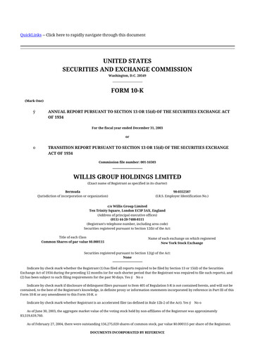 Thumbnail Willis Towers Watson  10-K Annual Report 