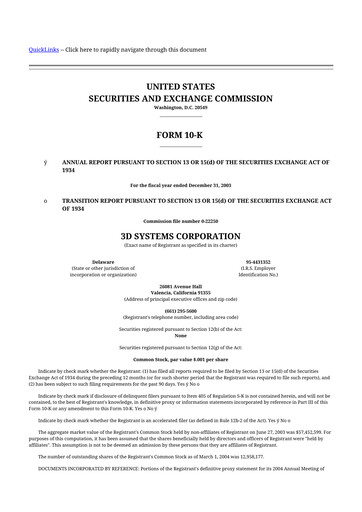 Thumbnail 3D Systems 10-K Annual Report 