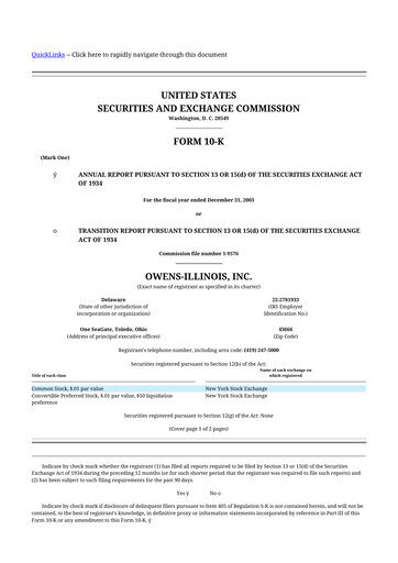 Thumbnail O-I Glass
 10-K Annual Report 