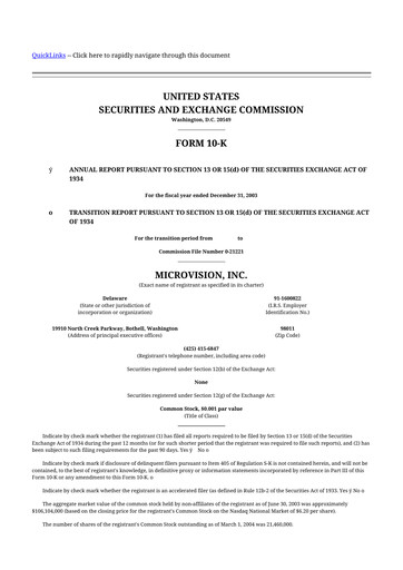 Thumbnail MicroVision 10-K Annual Report 