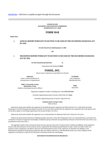 Thumbnail Fossil Group 10-K Annual Report 