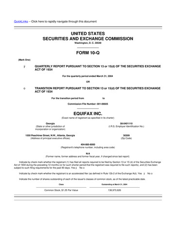 Vorschaubild Equifax 10-Q Quartalsbericht  