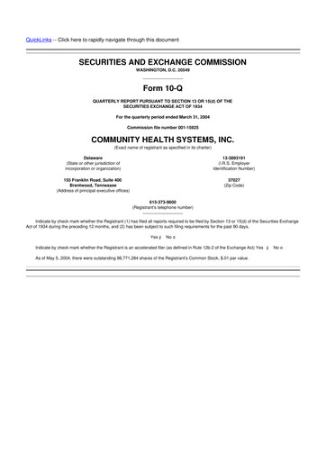Miniature Community Health Systems
 10-Q Rapport trimestriel  