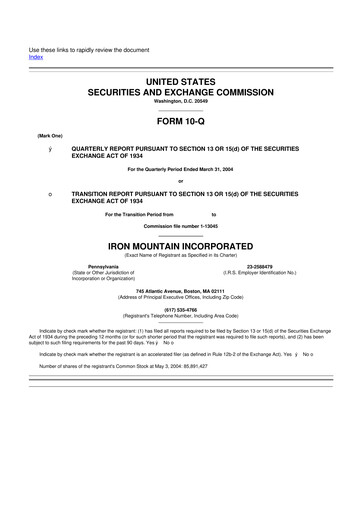 Thumbnail Iron Mountain 10-Q Quarterly Report FY 