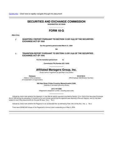 Thumbnail Affiliated Managers Group 10-Q Quarterly Report FY 