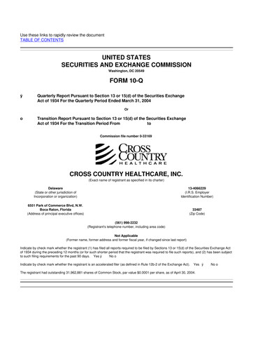 Thumbnail Cross Country Healthcare 10-Q Quarterly Report FY 