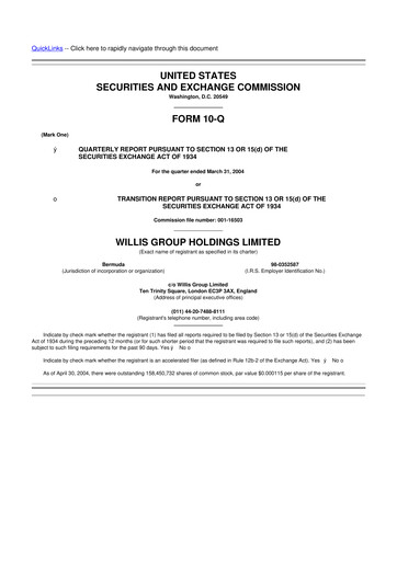 Thumbnail Willis Towers Watson  10-Q Quarterly Report FY 