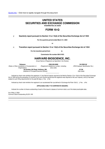 Vorschaubild Harvard Bioscience 10-Q Quartalsbericht  
