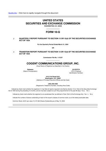 Thumbnail Cogent Communications
 10-Q Quarterly Report FY 