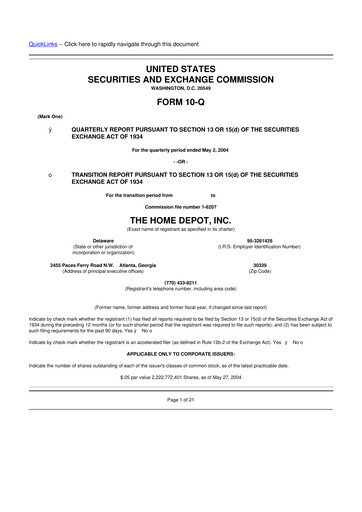 Thumbnail Home Depot 10-Q Quarterly Report FY 