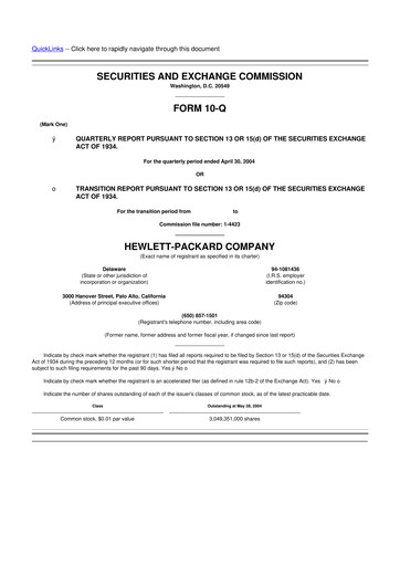 Thumbnail HP 10-Q Quarterly Report FY 