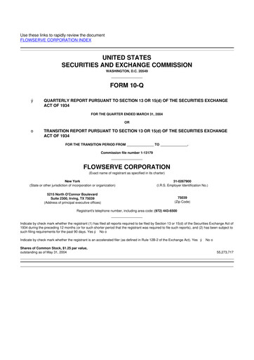 Thumbnail Flowserve
 10-Q Quarterly Report FY 