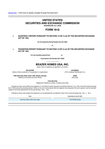 Miniature Beazer Homes USA
 10-Q Rapport trimestriel  