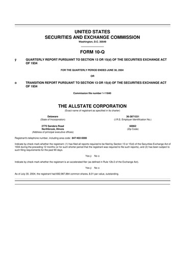 Thumbnail Allstate 10-Q Quarterly Report FY 