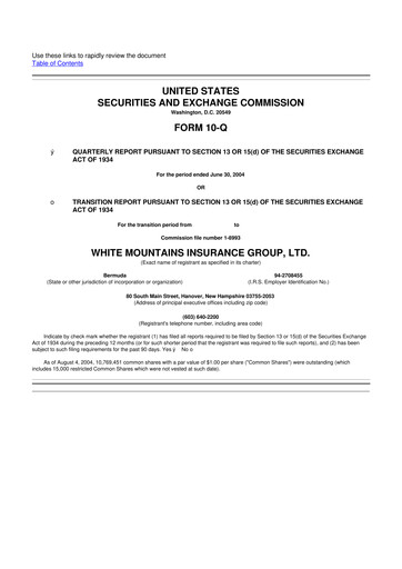 Vorschaubild White Mountains Insurance Group 10-Q Quartalsbericht  