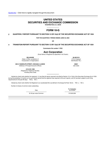 Thumbnail Aon 10-Q Quarterly Report FY 