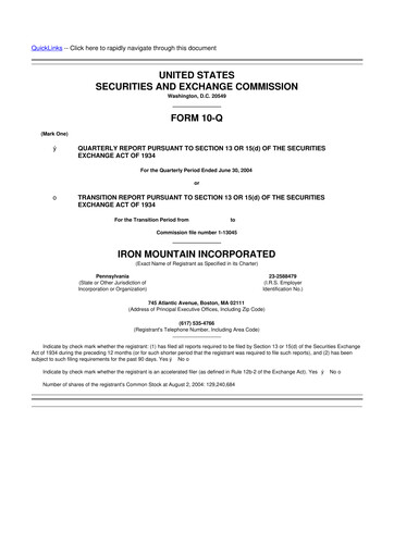 Thumbnail Iron Mountain 10-Q Quarterly Report FY 