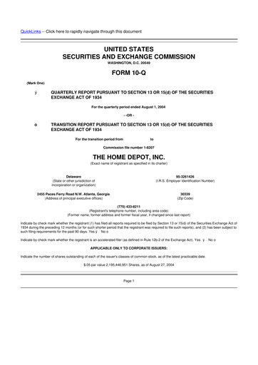 Thumbnail Home Depot 10-Q Quarterly Report FY 