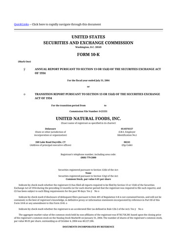 Thumbnail United Natural Foods
 10-K Annual Report 