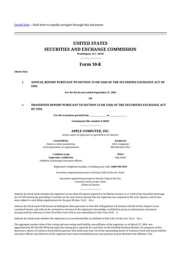 Thumbnail Apple 10-K Annual Report 