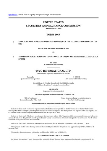 Thumbnail Johnson Controls
 10-K Annual Report 