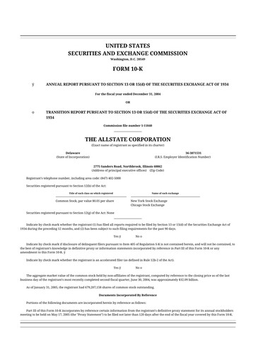 Thumbnail Allstate 10-K Annual Report 