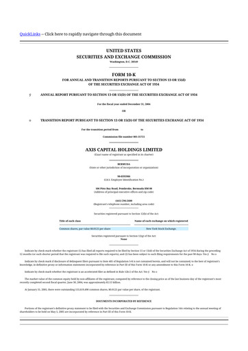 Thumbnail AXIS Capital
 10-K Annual Report 