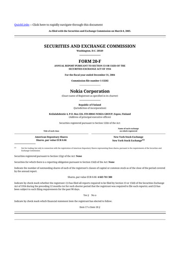 Vorschaubild Nokia 20-F Jahresbericht 