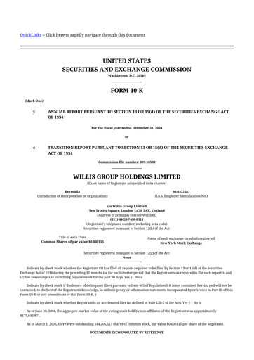 Thumbnail Willis Towers Watson  10-K Annual Report 