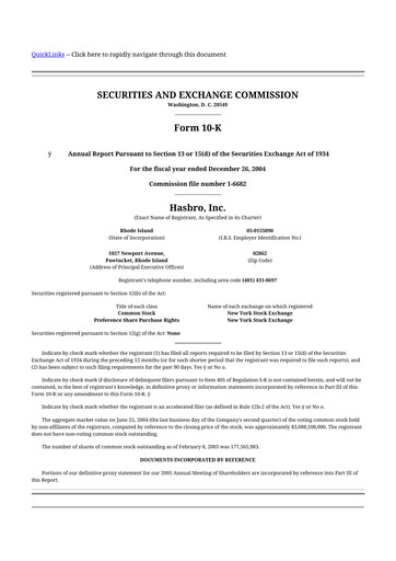 Thumbnail Hasbro 10-K Annual Report 