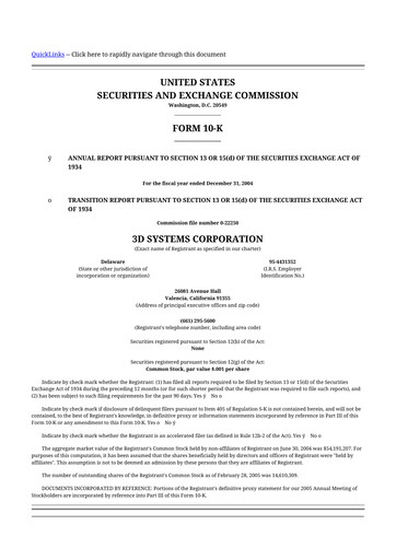 Thumbnail 3D Systems 10-K Annual Report 