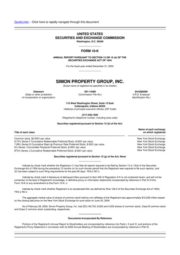 Vorschaubild Simon Property Group 10-K Jahresbericht 