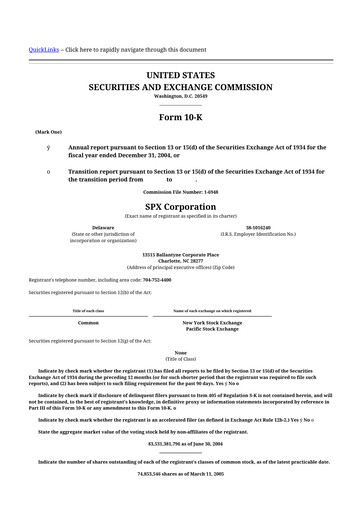 Thumbnail SPX Technologies 10-K Annual Report 