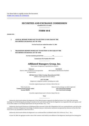 Thumbnail Affiliated Managers Group 10-K Annual Report 