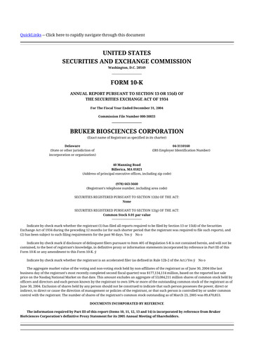 Thumbnail Bruker 10-K Annual Report 