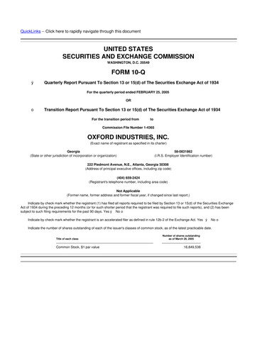 Thumbnail Oxford Industries
 10-Q Quarterly Report FY 