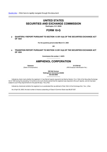 Thumbnail Amphenol 10-Q Quarterly Report FY 